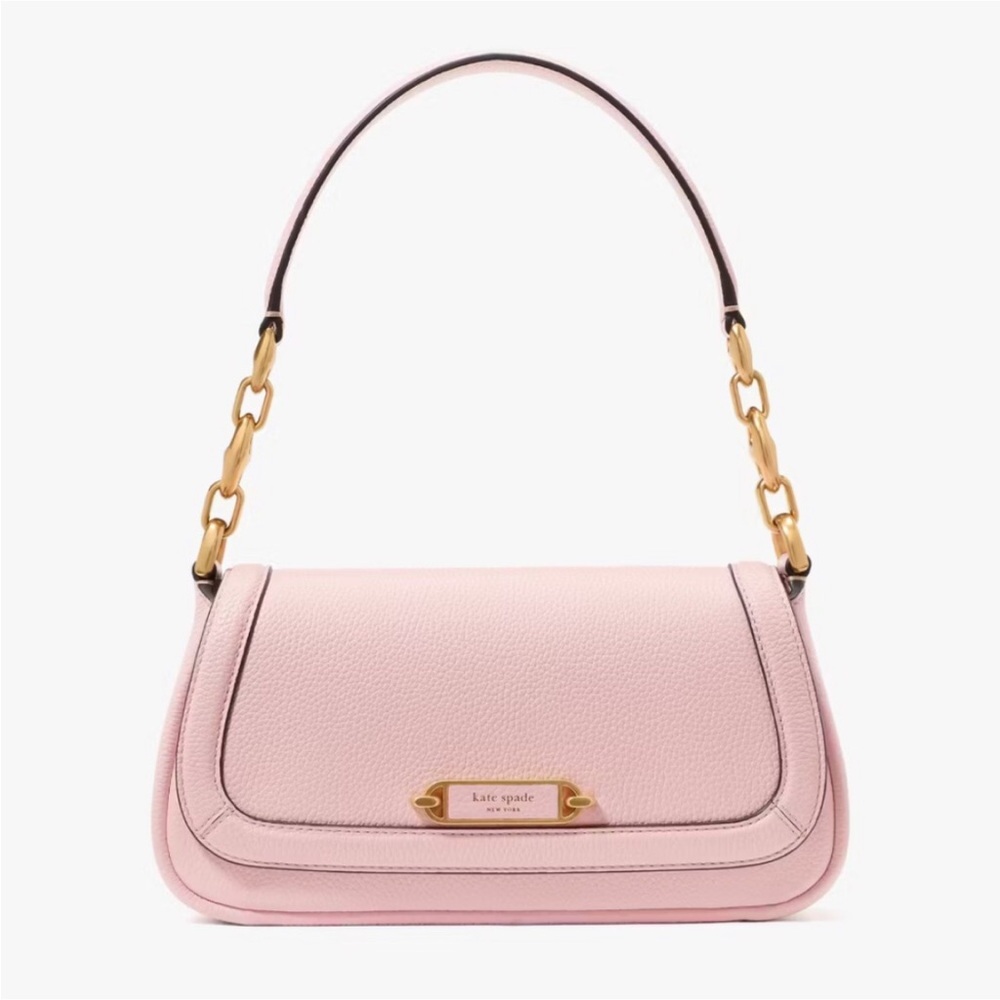 KATE SPADE Gramercy Small Flap Shoulder Bag  in Chalk Pink Pebbled Leather NWOT